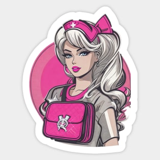 barbie nurse sketch art Sticker